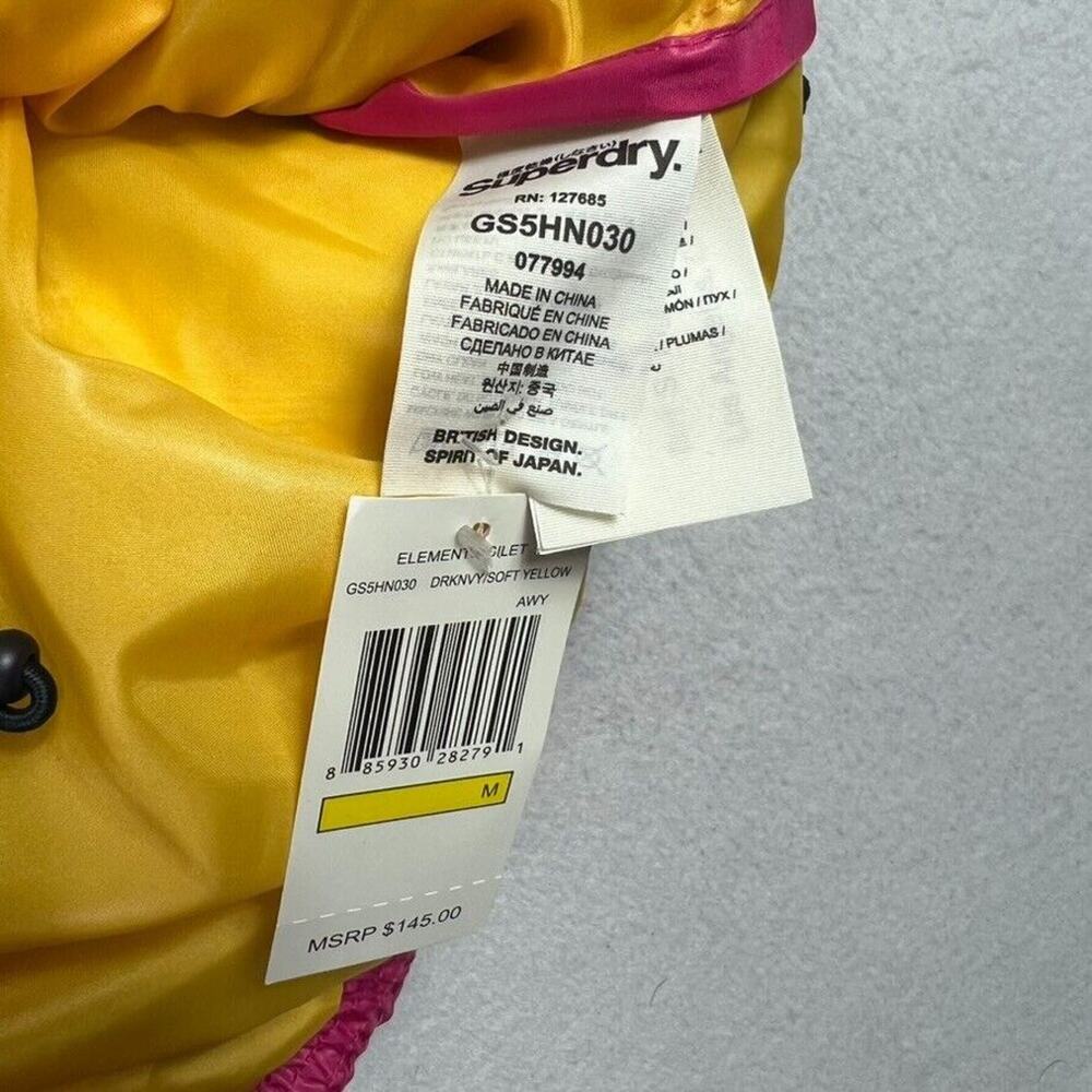 Superdry Japan Puffer Vest Womens M Blue Yellow Zip Up New Active Gorpcore - Picture 8 of 11